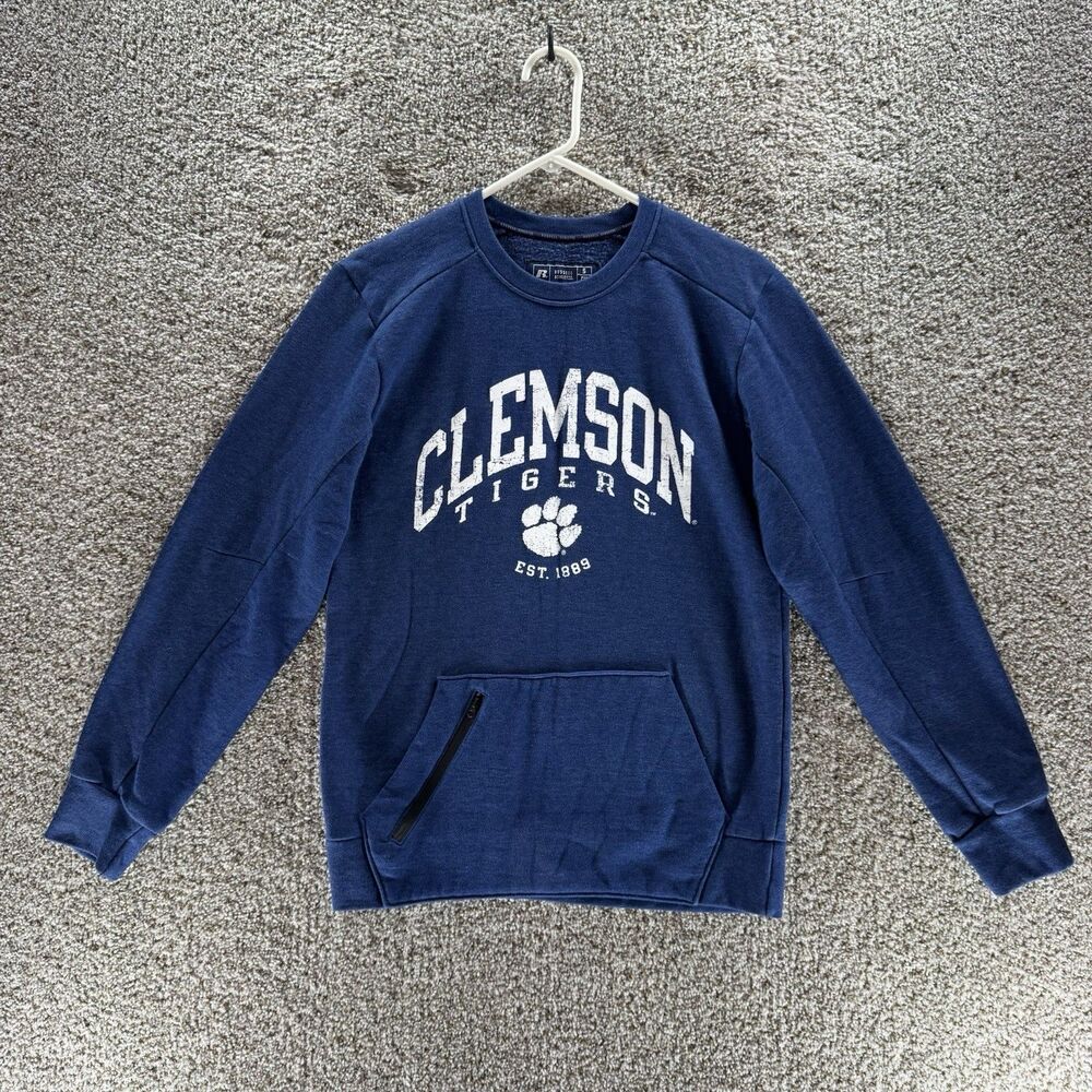 Clemson Tigers‎ Sweatshirt Mens Small Blue Crew Neck Pullover Russell Athletic